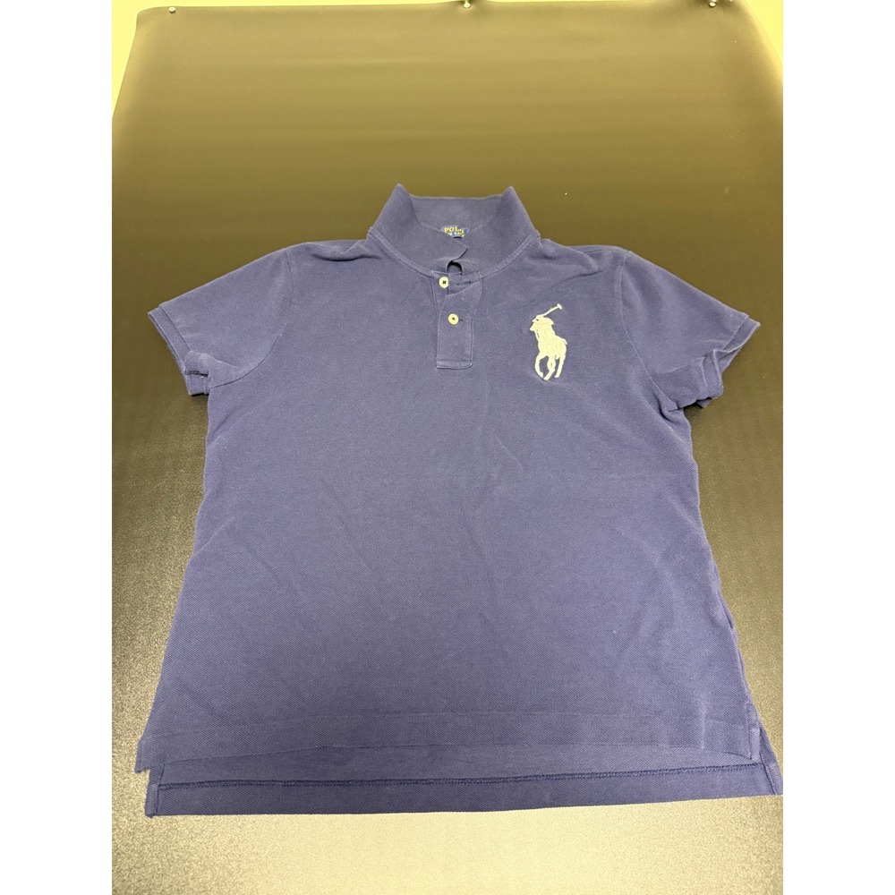 Polo Ralph Lauren Womens Navy Blue Big Pony Skinny Fit Polo Shirt Size Large J9